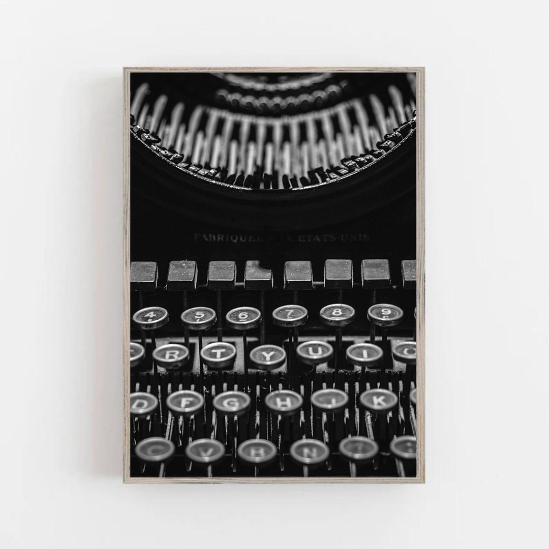 Typewriter Print Vintage Typewriter Art Large Black and White Wall Art