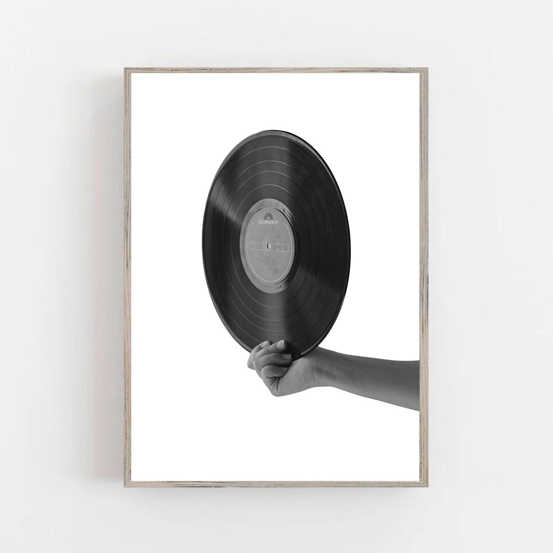 Vinyl Record Decor Trendy Black and White Wall Art Vinyl Record Print