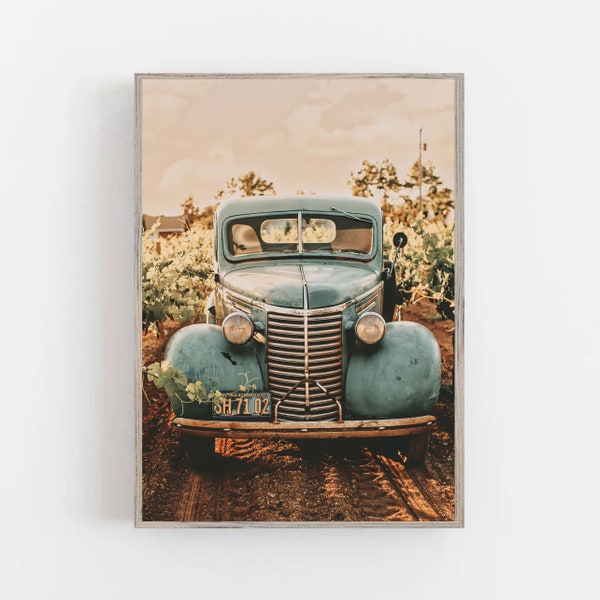 Farmhouse Truck Old Teal Truck Farmhouse Printable Modern Farmhouse Wall Art Rustic Truck Instant DOWNLOAD