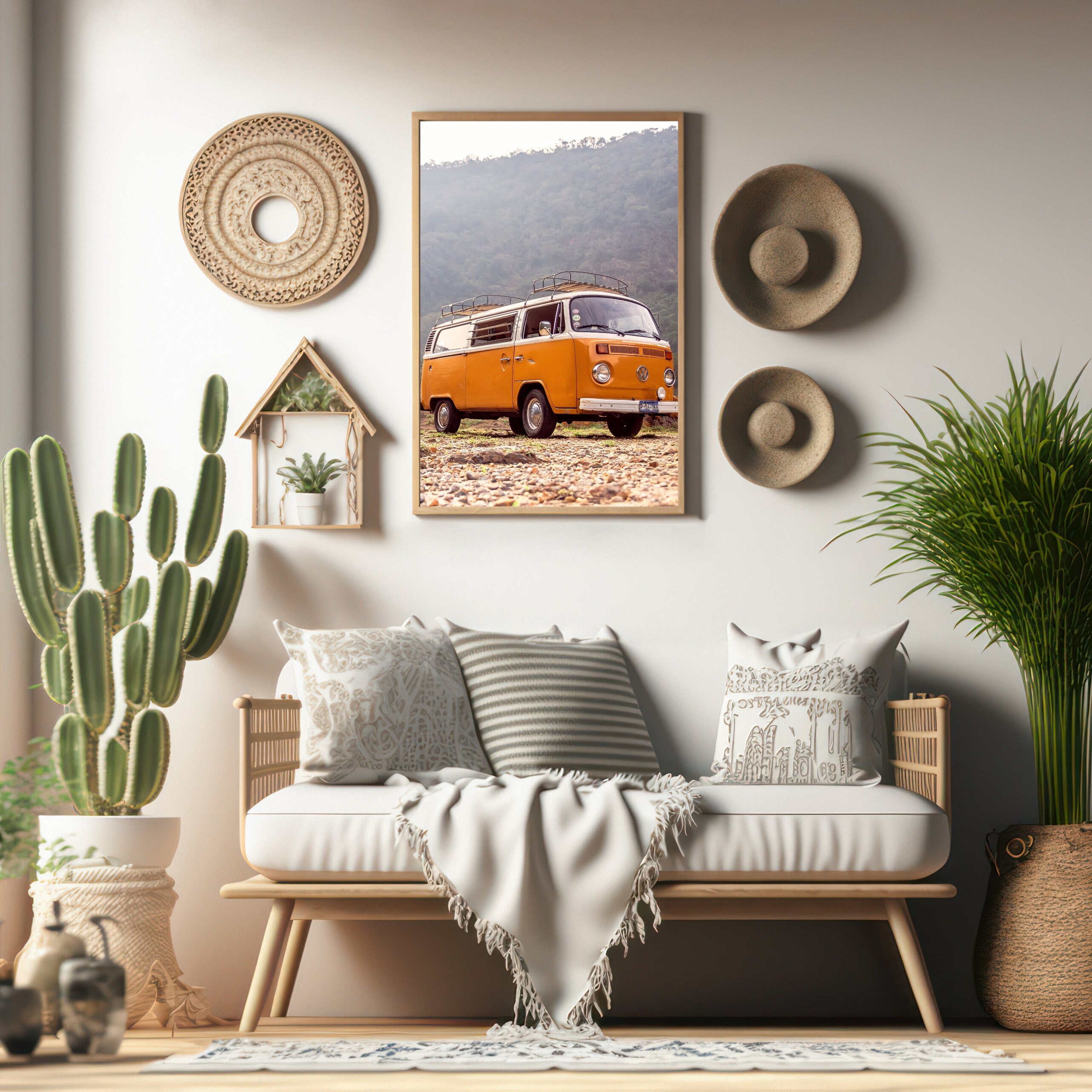 Orange Volkswagen Van Volkswagen Bus Arizona Print Arizona Wall Art