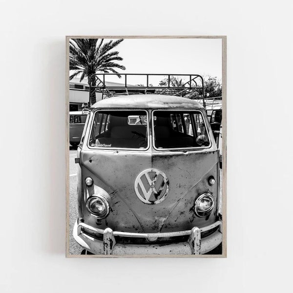 Retro VW Van Volkswagen Van Urban Wall Art Retro wall art set Large Black and White Art Large Urban Wall Art INSTANT Download Printable