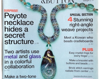 Bead and Button Jewelry Magazine Beadwork Peyote Brick Right Angle Stitch Earrings Necklace Bangle Watchband Design Accessory Craft Project