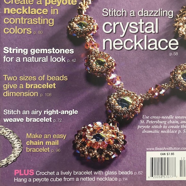 Bead and Button Jewelry Magazine Beadwork Peyote Stitch Earrings Necklace Crochet Weave Chain Bail Bracelet Design Accessory Craft Project