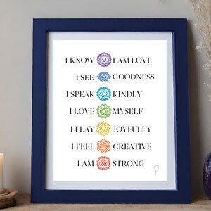 Chakra Affirmations with Yantras Printable Decor Art