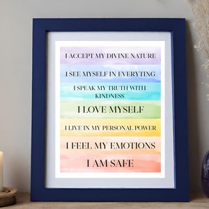 Rainbow Chakra Affirmations Printable Decor Art