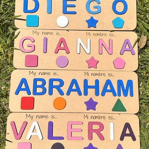 Bilingual name puzzles | Custom Toys | Personalized Baby Girl and Boy Toys | Toddler learning | Personalized Baby Birthday Gifts