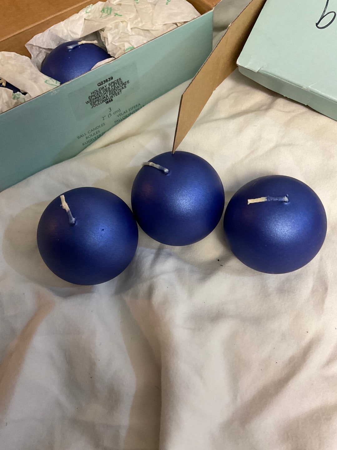 Blue Round Ball Candles Set of 6 Etsy