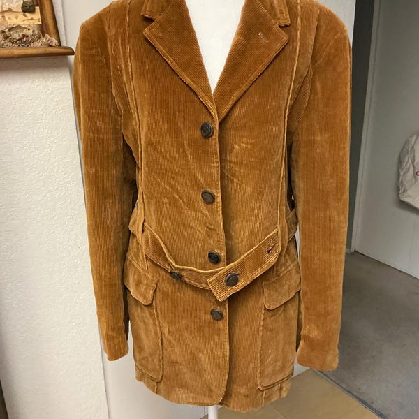 Vtg Men’s Brown Belted Corduroy Jacket/ R-42