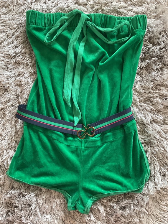 VTG 90’s Juicy Couture Green Velour Booty Short/S… - image 2