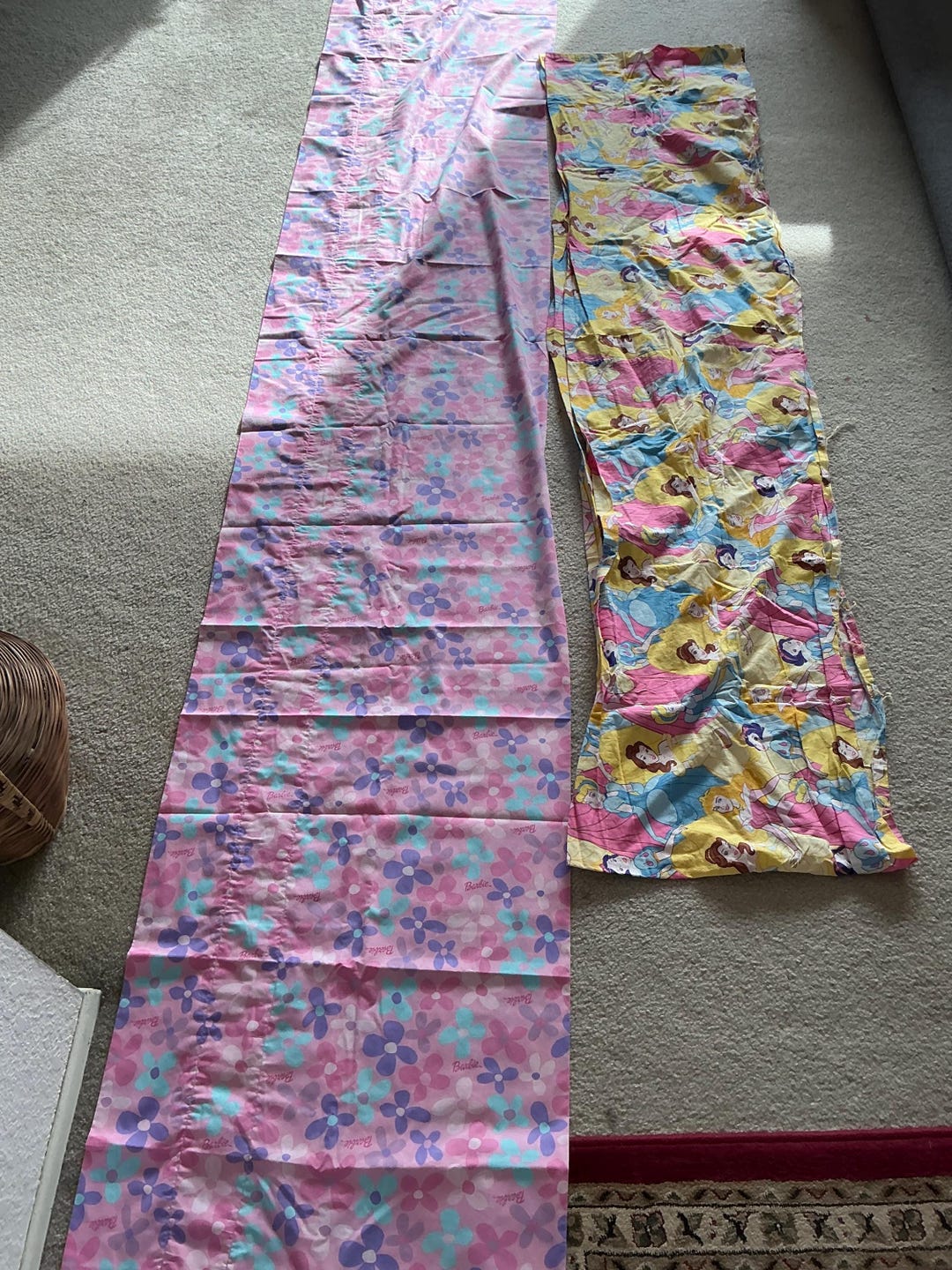 Repurpose Drapery Barbie and Disney Ladies/fabric / Drapery Ruffle/craft/sewing ...