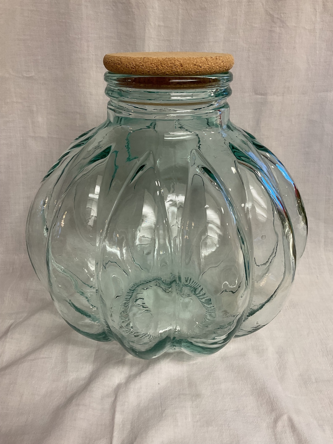 Vintage Large Glass Jar With Lid Green Made in Italy Etsy