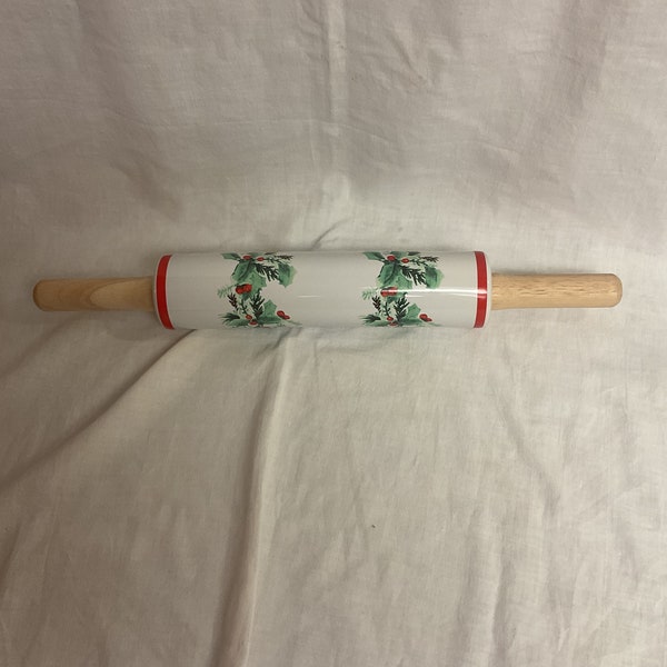 Ceramic Holly Leaf Rolling Pin