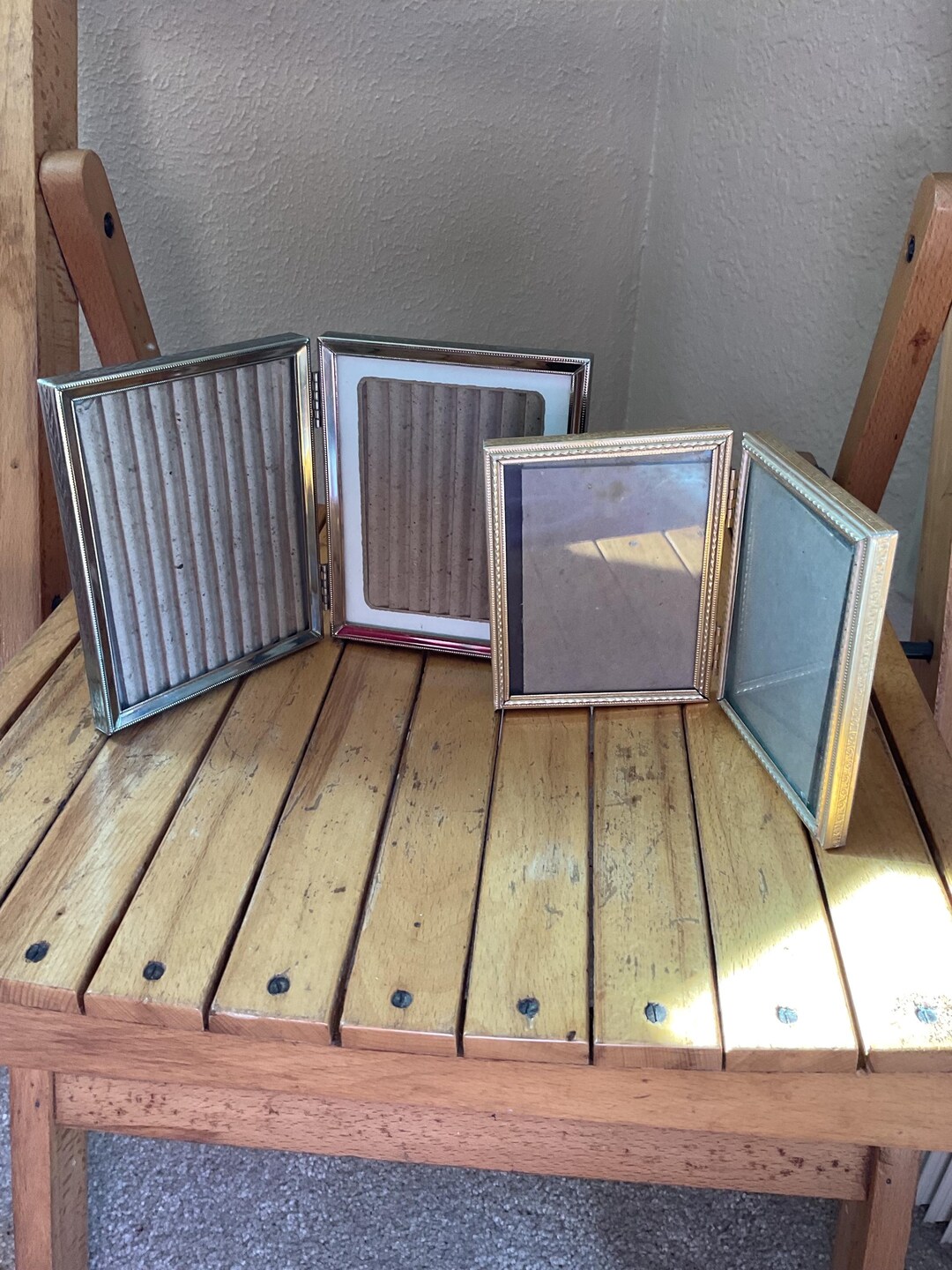 Set of 2 Vtg Gold Tone Double Picture Frames /tabletop Frames - Etsy