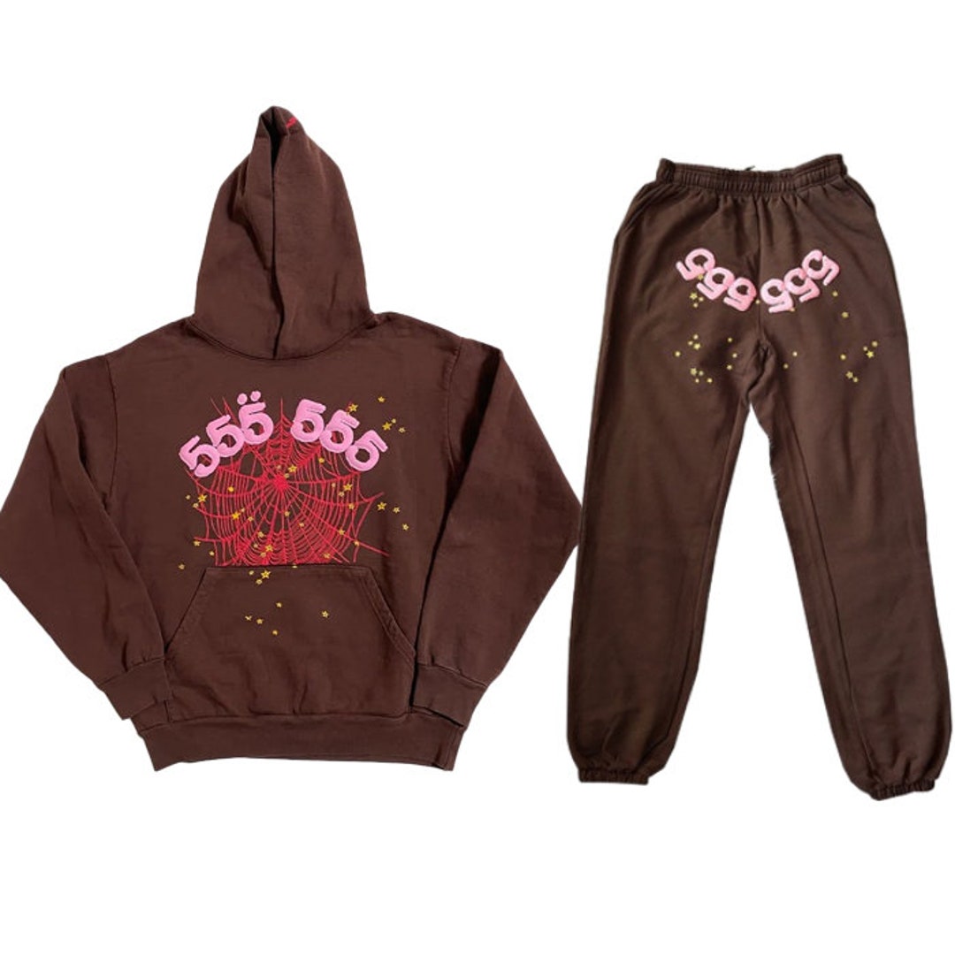 Sp5der Worldwide 555 555 Tracksuit Brown Etsy