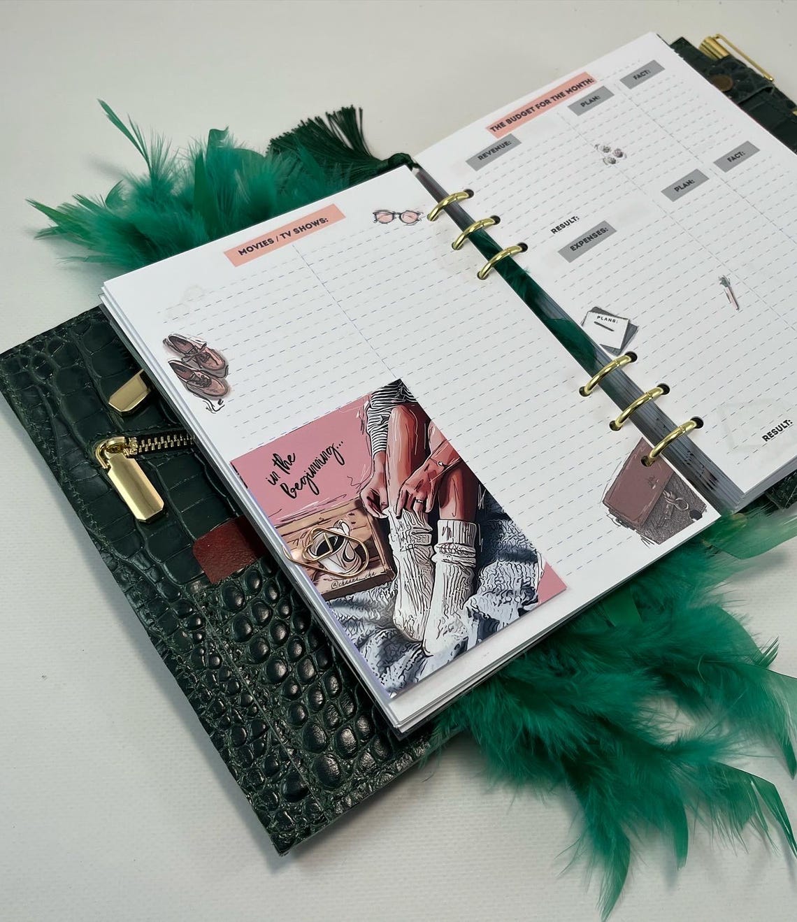Perfect Green Dragon Leather Planner Binder A5,exclusive Planner, Gift