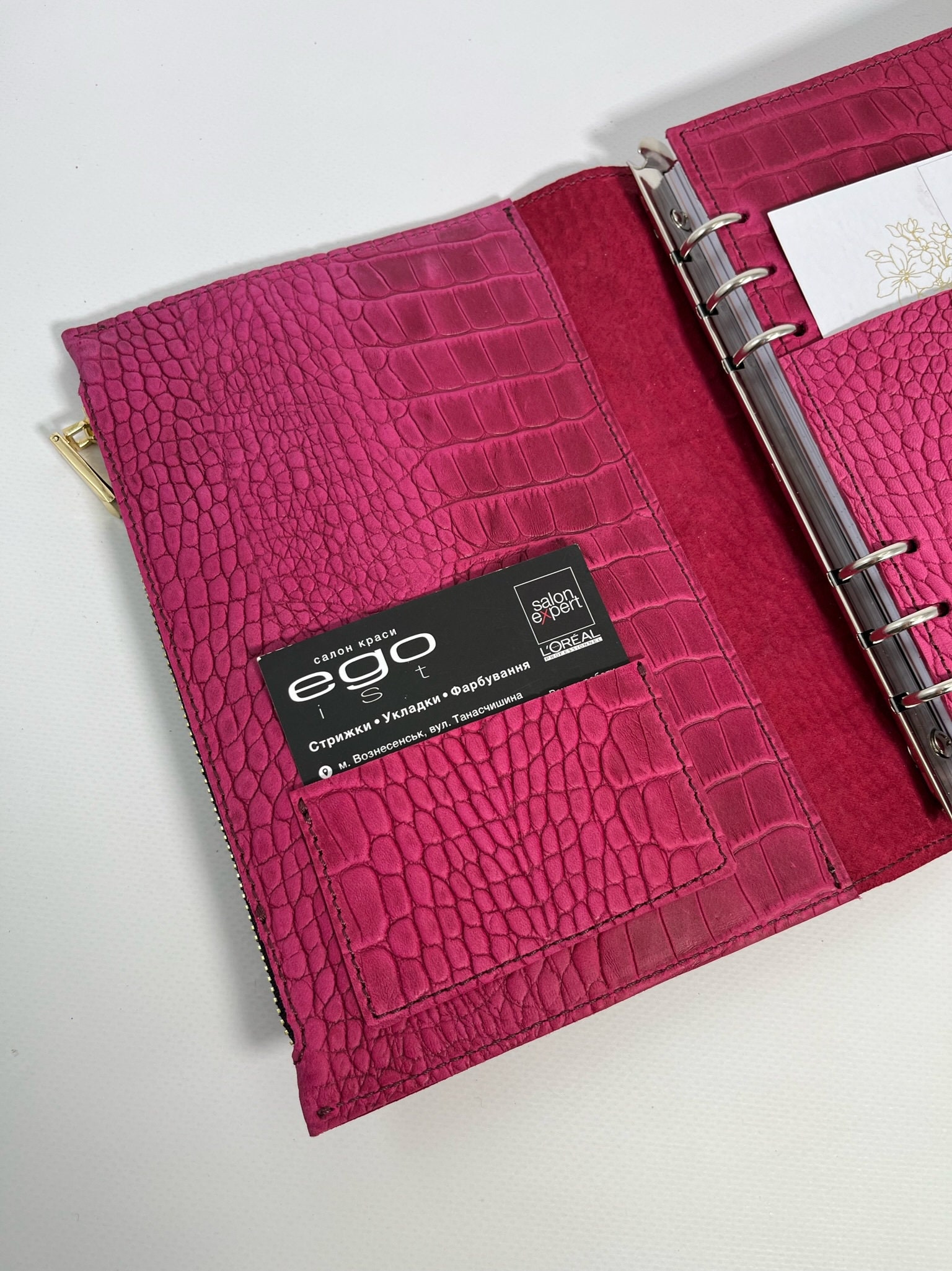 Geschenkset A5 Ringbuch Notizbuch Planner Braun Binder Premium Leder