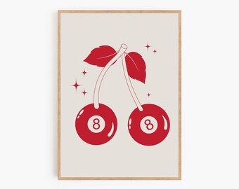 8 Ball Cherries Digital Print