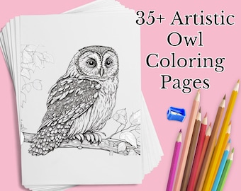 Owl Coloring Pintables,  35+ Artistic Owl Coloring Book Adults and Kids 10+