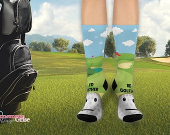 I'd Rather Be Golfing Crew Socks, Custom Golf Socks, Golfing Gift for Men or Women, Birthday Gifts for Golfers, Funny Socks, Novelty Socks,