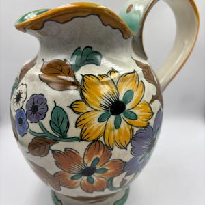 Royal Zuid Holland Gouda Hand Painted Pottery Pitcher | Signed