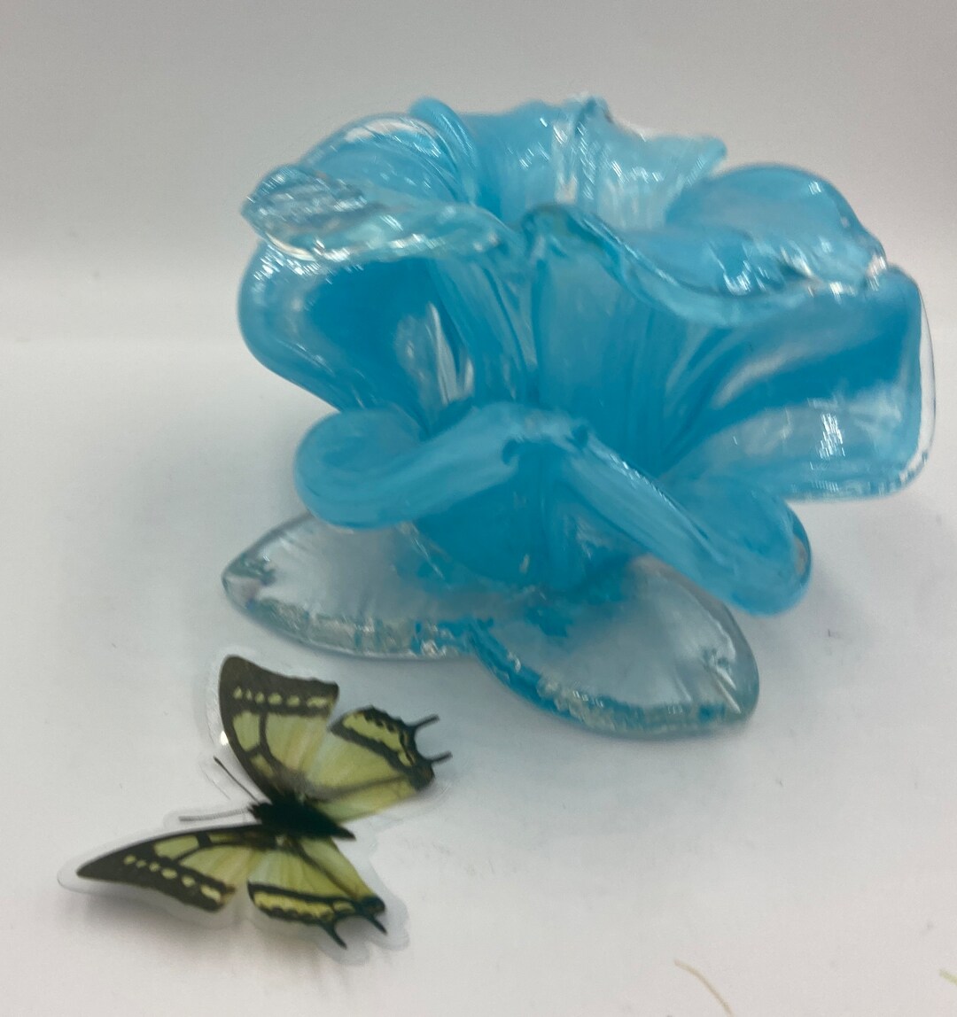 Hand-blown Art Glass Flower Candle Holder - Etsy
