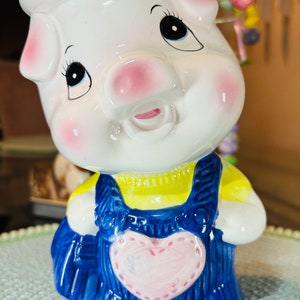 Vintage Ceramic Piggy Bank: Whimsical MCM Pig Boy Decor