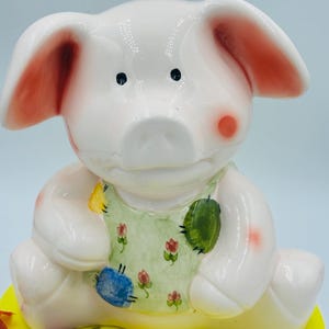 Vintage Ceramic Piggy Bank: MCM Anthropomorphic Toddler Pig Decor