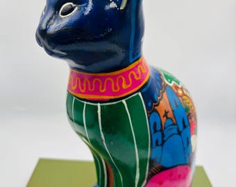 Hand painted Talavera Mexican Pottery cat statue.cats lovers