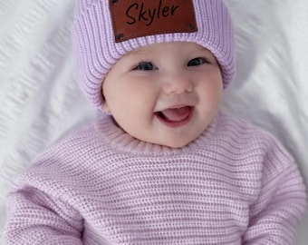 Custom Beanie| Personalized Newborn Name Hat| Baby Shower Gift| custome baby gifts| Unisex| Engraved Knit Beanie|First keepsake|New mom Gift