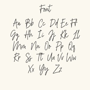 May include: A handwritten alphabet font in black ink on a white background. The letters are written in a casual, cursive style.