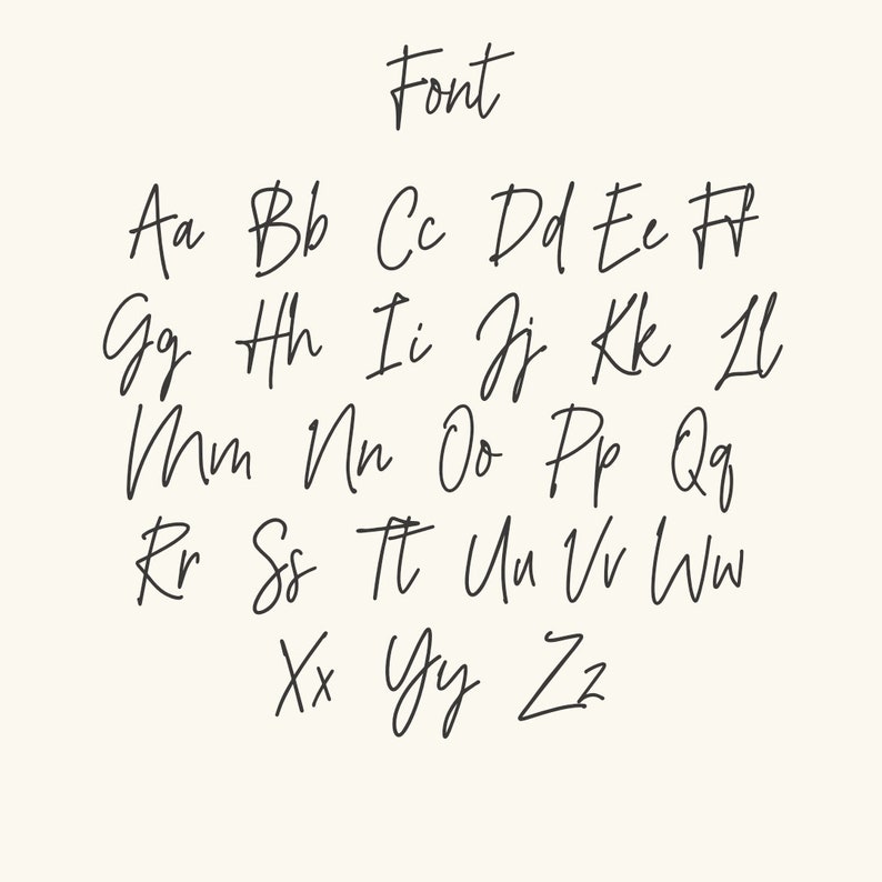 May include: A handwritten alphabet font in black ink on a white background. The letters are written in a casual, cursive style.