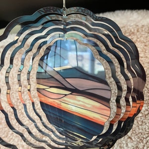 Ocean scene stained glass picture wind spinner