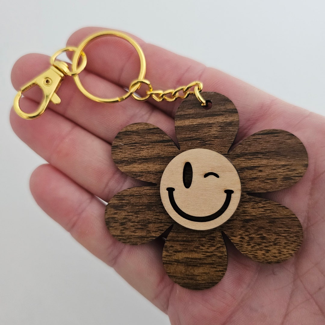 Winky Smiley Face Key Chain Etsy