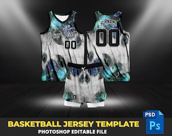 Plantilla de camiseta de baloncesto editable: Maqueta de camiseta de sublimación completa GRATIS