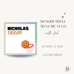 Etiquettes pour cadeaux de basket-ball, Etiquettes 3D personnalisées, Etiquettes 3D pour enfants, Papeterie pour enfants, Etiquettes pour cadeaux, Cadeaux d'anniversaire, Carte de visite, Papeterie