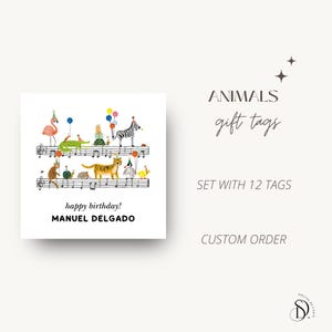 Etiquetas de regalo personalizadas para niños, etiquetas con nombre personalizadas, papelería infantil, tarjetas adjuntas, etiquetas de regalo de cumpleaños, juego de 12, etiquetas de regalo de cumpleaños