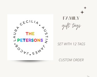 Personalized Family Name Gift Tags - Set of 12
