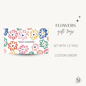 Etiquetas de regalo para niños, etiquetas de regalo personalizadas, etiquetas de regalo con flores, papelería personalizada, etiquetas de nombre personalizadas, regalo de cumpleaños, etiquetas de regalo personalizadas