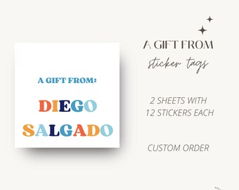 Pegatinas con nombre personalizadas: etiquetas de regalo de cumpleaños para niños