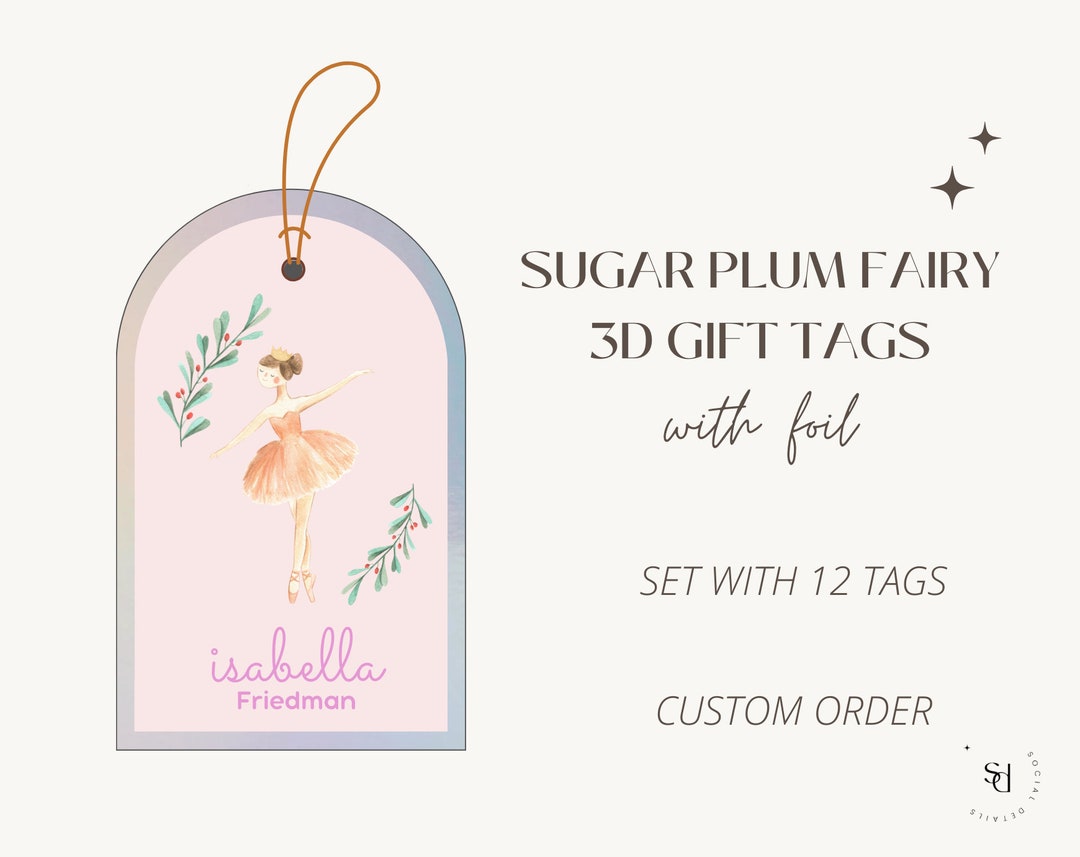 Sugar Plum Gift Tags Christmas Gift Tags Personalized 3D Etsy