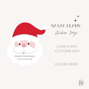 Etiquetas de adesivos de Papai Noel Etiquetas personalizadas para presentes Etiquetas de adesivos personalizadas Etiquetas de presente de Papai Noel Conjunto de 24 adesivos Papelaria de férias