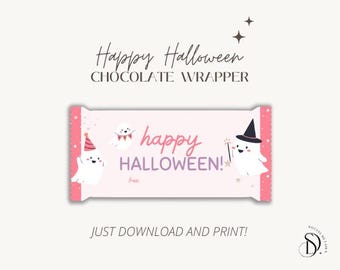 Pink Halloween Candy Bar Wrapper: Printable Party Favor (PDF File)