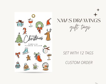 Christmas Gift Tags, Personalized Family Gift Tags, A gift from, Christmas Wrapping, Custom Name Cards, Set of 12