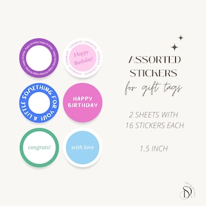 Stickers for Gift Tags, Custom Stickers for Birthday Tags, Gifting, Birthday Gifts, Circular Matte Vinyl Stickers, Birthday Gift Decals