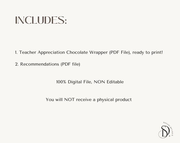 Teacher Appreciation Chocolate Wrapper, Printable Wrappers, INSTANT ...
