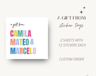 Pegatinas personalizadas para regalo de cumpleaños: etiquetas con nombre personalizadas, juego de 24