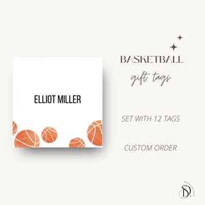 Etiquettes d'anniversaire personnalisées, Étiquettes personnalisées, Étiquettes de basket-ball, Lot de 12, Idées d'emballage cadeau, Papeterie pour enfants, Cartes de basket-ball