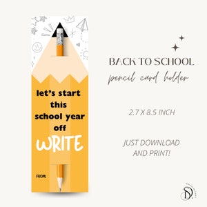 Bleistift-Kartenhalter, zurück in die Schule gefallen, digitale Artikel, Bleistift Gefälligkeiten, sofortiger Download, Geschenke im Klassenzimmer, druckbare Karten, DIY
