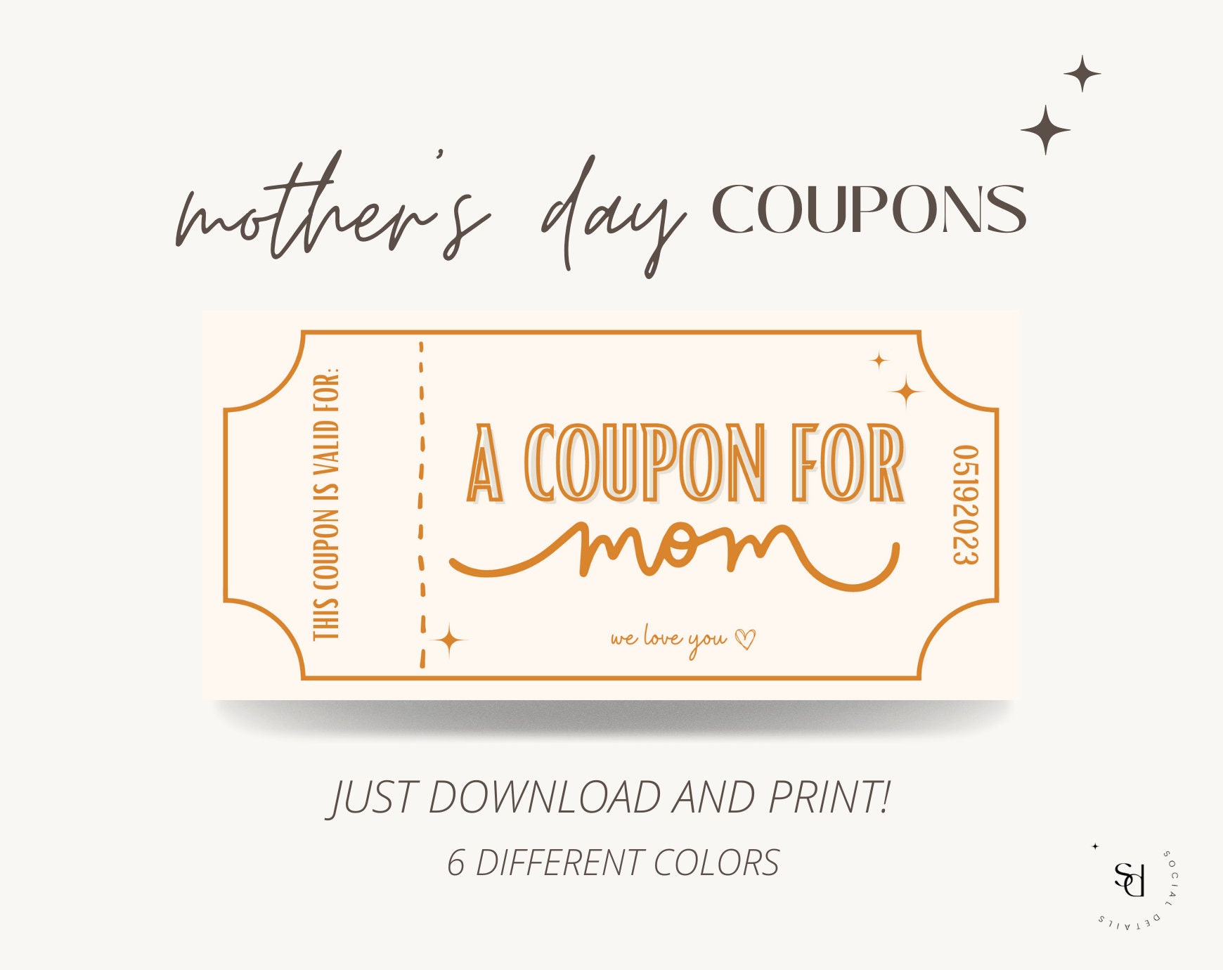 Mothers Day Tickets Gift Certificate PRINTABLE Instant - Etsy UK