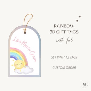 Gepersonaliseerde gebogen cadeaukaartjes, 3D cadeaukaartjes, aangepaste volgorde, pastel regenboog, briefpapier voor kinderen, bijlagekaarten, cadeaukaartjes voor meisjes